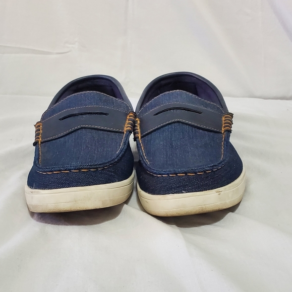 LEVI'S men's comfort Penny loafer slip on shoes SIZE 12 denim blue leather tan - Picture 3 of 12